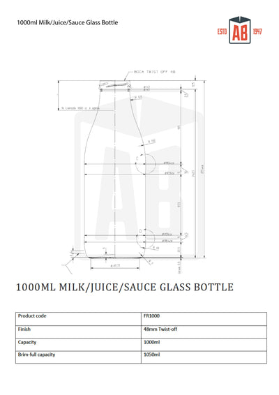 1000 ml Glasflasche
