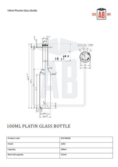 100 ml große Ölflasche aus Platinglas (mit Korkenöffnung)