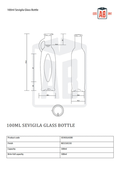 100 ml Seviglia-Glasflasche