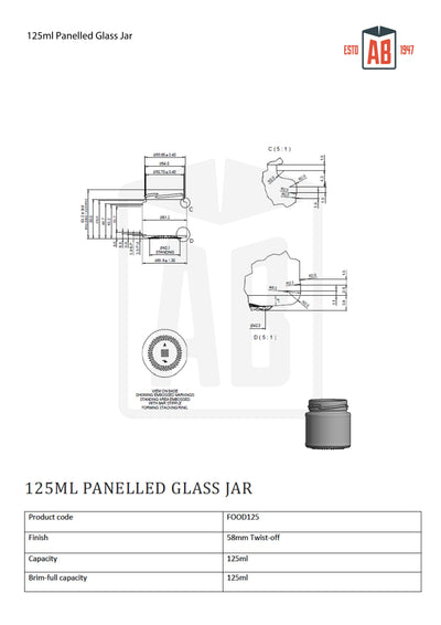 125 ml Lebensmittelbehälter mit Paneelen
