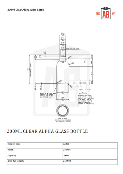 200 ml Alpha-Klarglasflasche