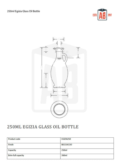 250 ml Egizia-Ölflasche aus Glas (mit Korkenöffnung)