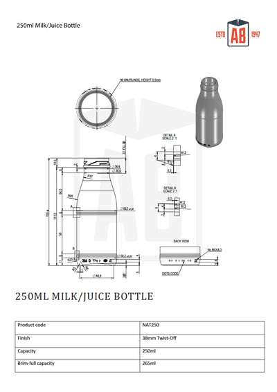 250 ml Milch-/Saftflasche