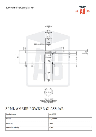 30 ml Braunglas-Pulverglas