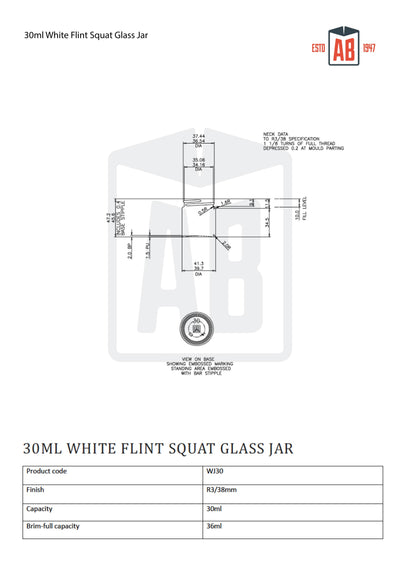 30 ml weißes Flintglas-Squat-Glas
