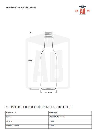 330ml Cider/Beer Glass Bottle