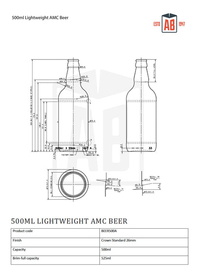 500 ml leichte AMC-Bierflasche