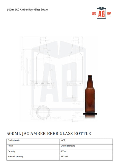 500 ml JAC Bernstein-Bierglasflasche