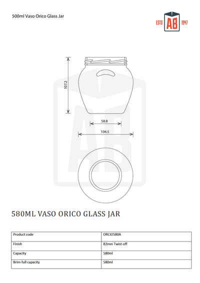 580 ml Vaso Orcio Glasgefäß