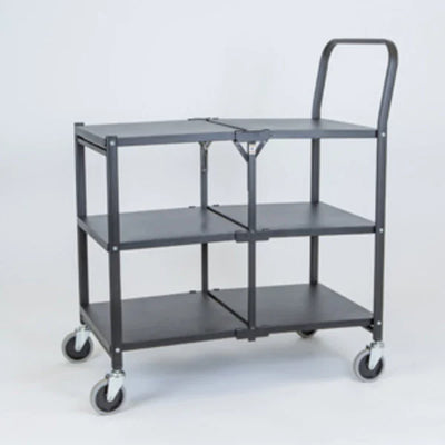Folding Push Trolley – 860x490x1005mm – 3 Tier, Solid Shelves, Foldable, 135kg Capacity