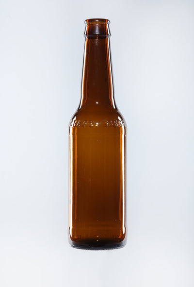 330 ml bernsteinfarbene Bierflasche mit Kronenhals