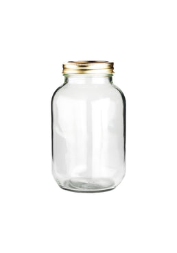 1 Liter Einmachglas aus einfachem Glas mit 2-teiligem goldenen Deckel