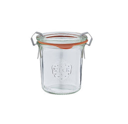 140 ml Weckglas aus Glas mit Deckel, Ring und Clips