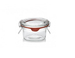 50 ml Weckglas aus Glas mit Deckel, Ring und Clips