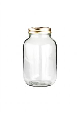 1 Litre Plain Glass Mason Empty Jar with 2 Piece Gold Lid