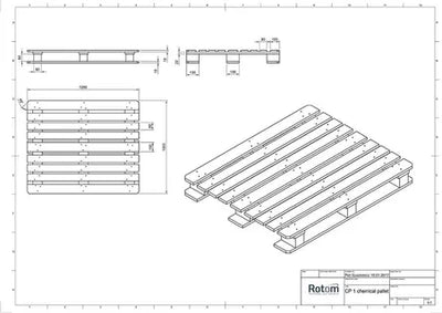 Chemical Pallet CP1 1200 × 1000 × 138 mm – ISPM 15 – 1000 kg Load
