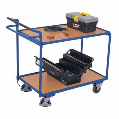 2 Shelf Tray Trolley with Dead Man's Brake – 250kg Capacity