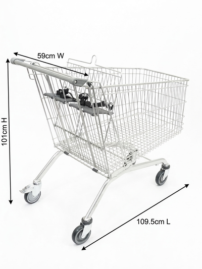 Shopping Trolley with Twin Toddler Seats - 212 Litre Capacity, 109.5 x 59 x 101cm