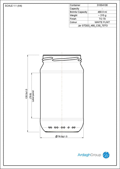 480ml Flintglas Lebensmittelglas - Ardagh