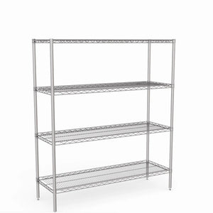 Regalsystem aus Edelstahl-Draht – Standardeinheit 1650mm hoch, 4 Ebenen, Catering- & Krankenhausqualität