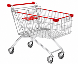 140-litre extra-large steel shopping trolley with swivel castors