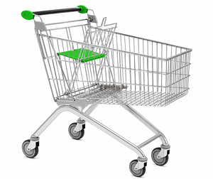 106L steel standard shopping trolley with swivel castors