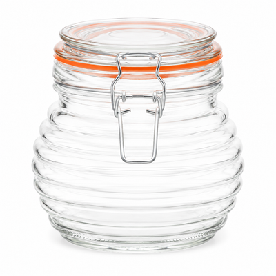 650ml Bienenstock Kilnclip Rippenglasbehälter