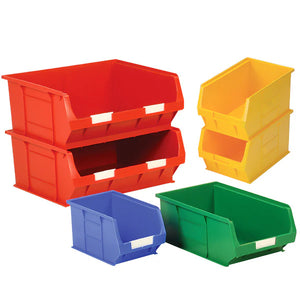 Halboffene Frontfarbige Behälter | Stapelbare Kleinteile-Lagerboxen (7 Größen)