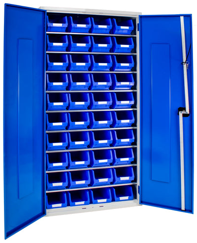 1580mm Small Parts Cabinet with Bin Kit | Lockable Storage with Bins Included