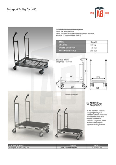 Carry 80 Transport Trolley – Wire Platform Trolley
