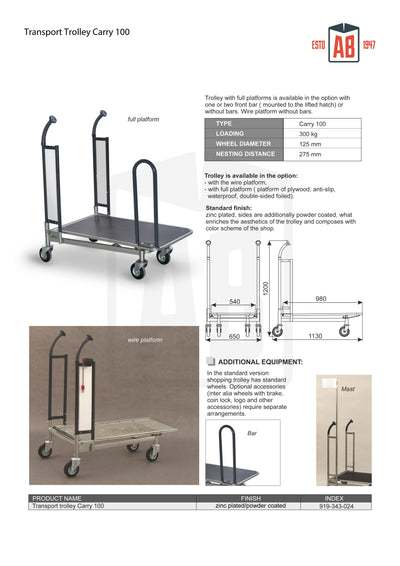 Carry 100 Transport Trolley – Heavy-Duty Trolley with Plywood Platform