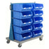 Mobile Small Parts Trolley with Bins | Louvred Panel Storage on Wheels