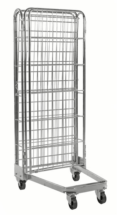 Stackable Roll Container – 3 Sided Mesh Roll Cage with Shelf | 400kg Load Capacity