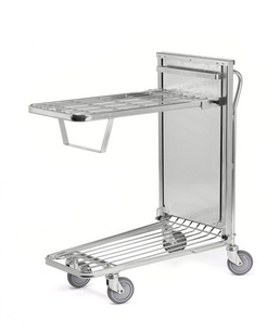 Stackable Shop Trolley with Fold-Up Upper Shelf – 100kg Shelf Capacity