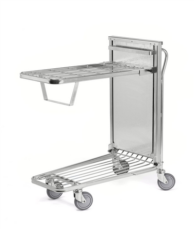 Ergonomic Stackable Shop Trolley – Spring-Loaded Upper Shelf | 90kg Shelf Capacity