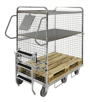 Modul 600 Kommissionierwagen – Elektroverzinkter Flex-Wagen – Tragfähigkeit 600 kg (1295 × 810 × 1700 mm)