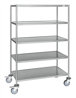 Fully Welded 5-Tier Stainless Steel Trolley (No Handles) – C3 (AISI 304) – 825 × 550 × 1650 mm