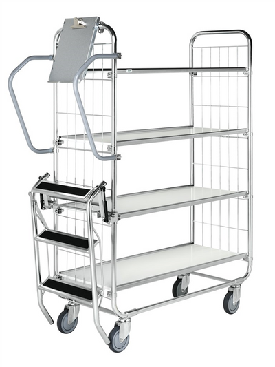 Series 8000 Shelving Trolley – Electrogalvanised with Central Lock – 250 kg Capacity (1395 × 470 × 1590 mm)