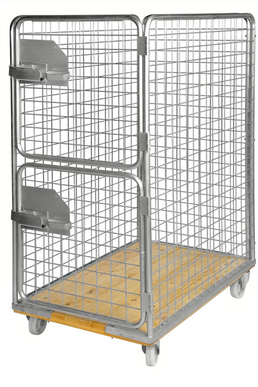 Heavy Duty Roll Container with Wooden Base – Galvanised Mesh Roll Cage | 800kg Capacity