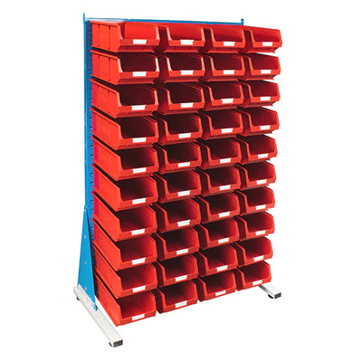 Free-Standing Louvred Panels with Bins | Single Sided Mild Steel Storage Unit