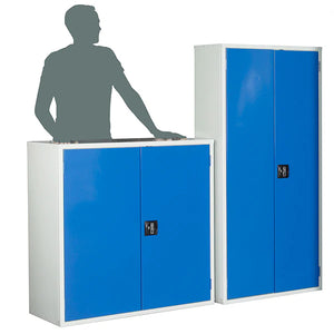 Lockable mild steel small parts storage cabinet with internal louvred panels