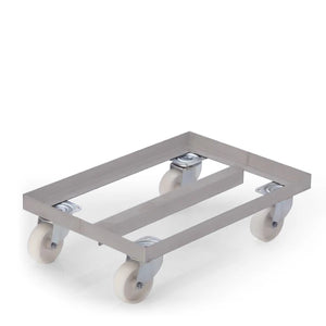 Edelstahl-Dolly für 600 x 400 Kisten – lebensmittelecht zugelassen