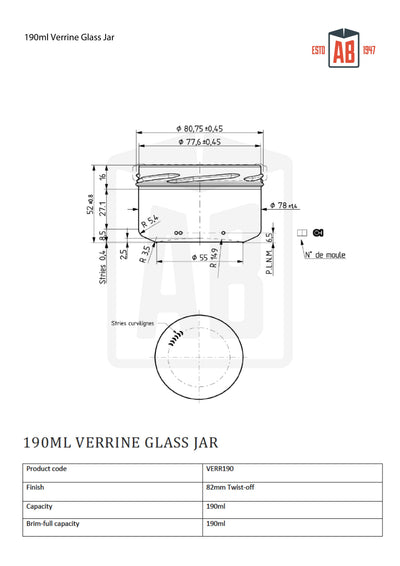 190ml Verrine Glass Jar