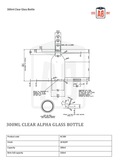 300ml Alpha Clear Glass Bottle