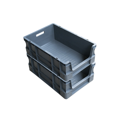 Euro-Stapelbox aus Kunststoff – 600 x 400 x 230 mm – 45 l – Frontöffnung – Verstärkter Boden