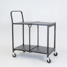 Folding Push Trolley – 860x490x1005mm – 2 Tier, Solid Shelves, Foldable, 100kg Capacity