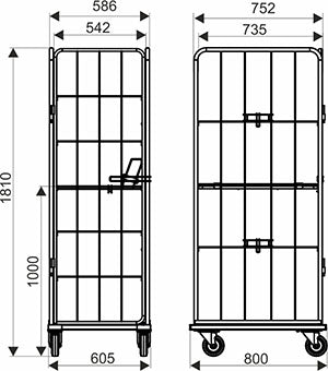 Nestable Roll Container with “Z” Base Frame – 800 x 600 x 1810mm | 500kg Capacity