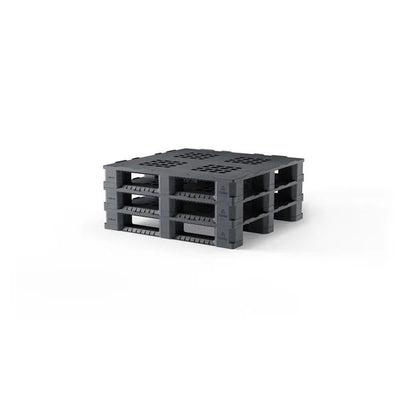 Kunststoffpalette – 1200 x 1000 x 160 mm – recyceltes PP, offenes Deck, 3 Latten