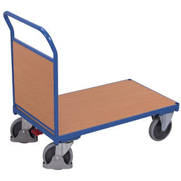 Plattformwagen – 1325 x 800 x 1015 mm – Geschlossener Schiebegriff – 500 kg Tragkraft – Blau RAL 5010