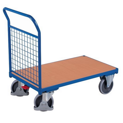 Plattformwagen – 975 x 500 x 975 mm – Gitterwand – 400 kg Tragkraft – Schiebegriff – Blau RAL 5010